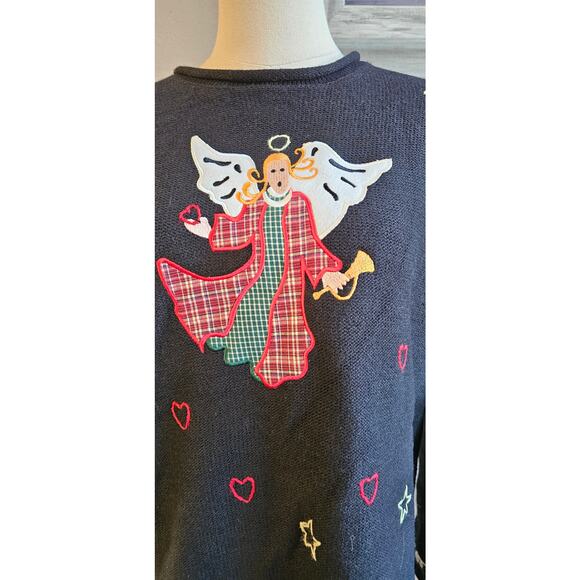 NWT Vintage Quacker Factory Christmas Sweater and‎ Skirt Set Women Size M Black - Picture 5 of 10